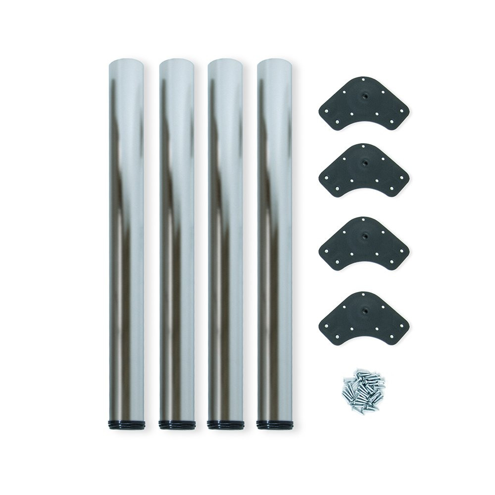 Kit de 4 pieds réglables pour table D. 60 x 830 mm en acier peint nickel satiné
