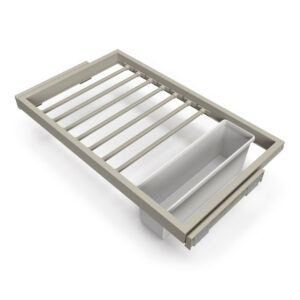 Kit de 7 porte-pantalons - 1 plateau et 1 cadre coulissant pour armoires réglable- Gris pierre