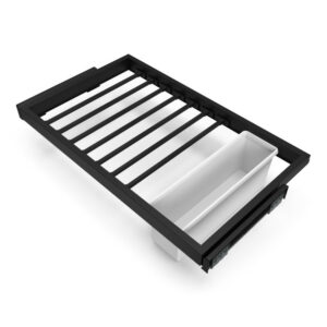 Kit de 7 porte-pantalons- 2 plateaux et cadre coulissant à fermeture douce pour armoires- module 900mm- Noir texturé