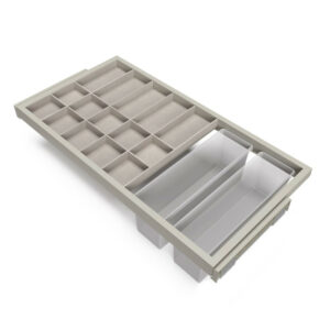Kit de 7 tringles à pantalon et cadre coulissant à fermeture douce pour armoires- réglable- module 600mm- Noir texturé