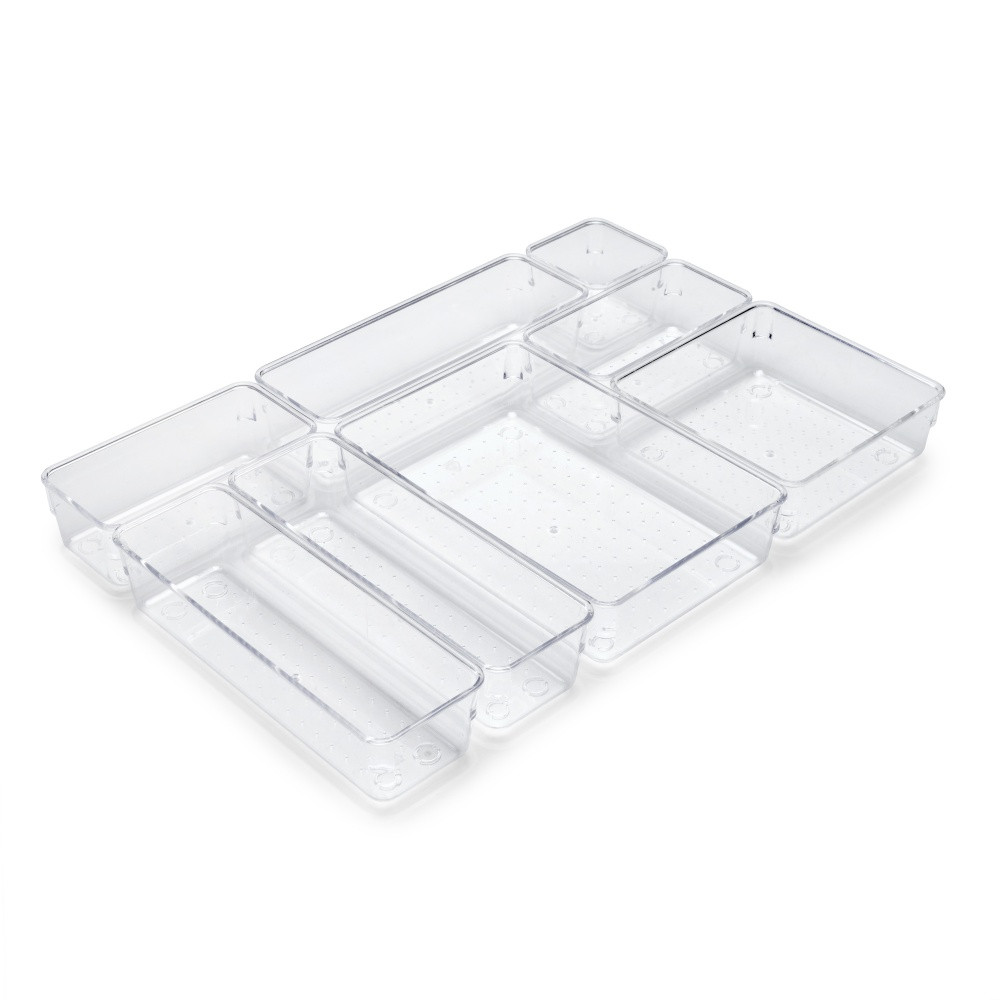 Kit de 8 seaux organisateurs Cube pour tiroirs - Plastique - Transparent