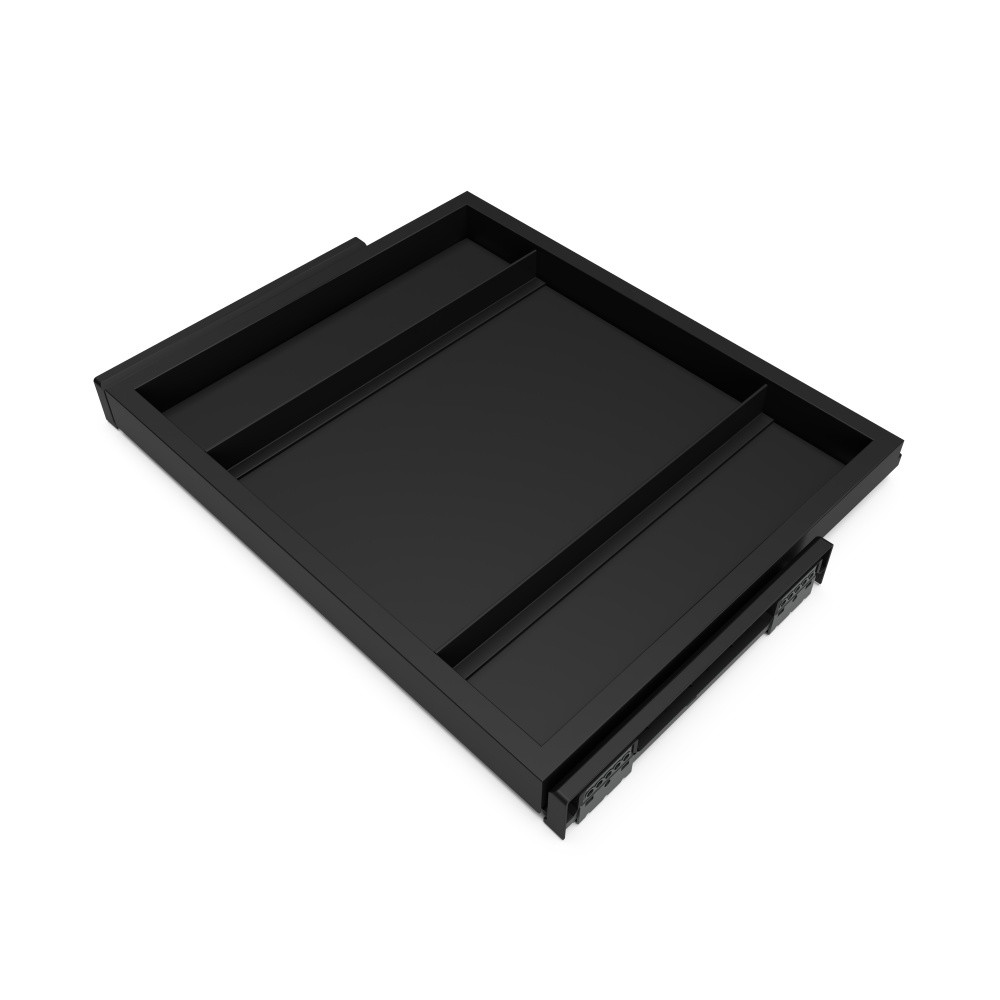 Kit de châssis à glissière avec fermeture souple pour armoires - réglable - module 600mm - Noir texturé
