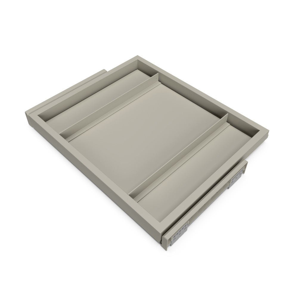 Kit de châssis coulissant avec fermeture souple pour armoires - réglable - module 600mm - Gris pierre