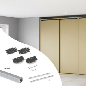 Kit de ferrures pour Flow2 2 portes coulissantes et armoire à fermeture souple avec rails encastrés 2 - 35m -  panneaux non incl