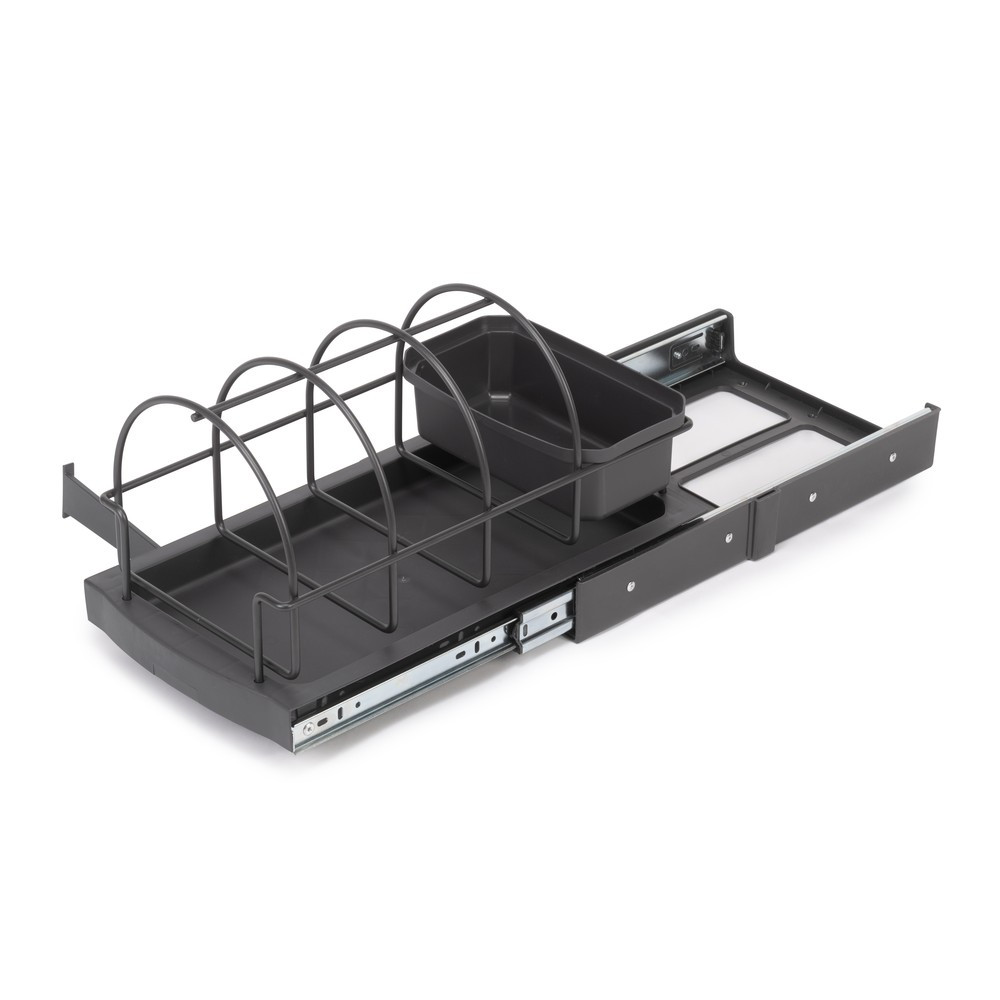Kit de fixation pour 1 étagère en bois- 1 module et 1 tringle de suspension longueur 1m Zero- Zamak- Gris pierre peint