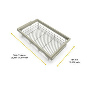 Kit de panier et cadre coulissant - fermeture souple pour armoire- réglable- module 800mm- Gris pierre