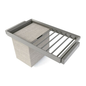 Kit de porte-pantalon à 7tringles -  panier et rack ajustable Quartz pour armoires -  glissières extension totale et à fermeture