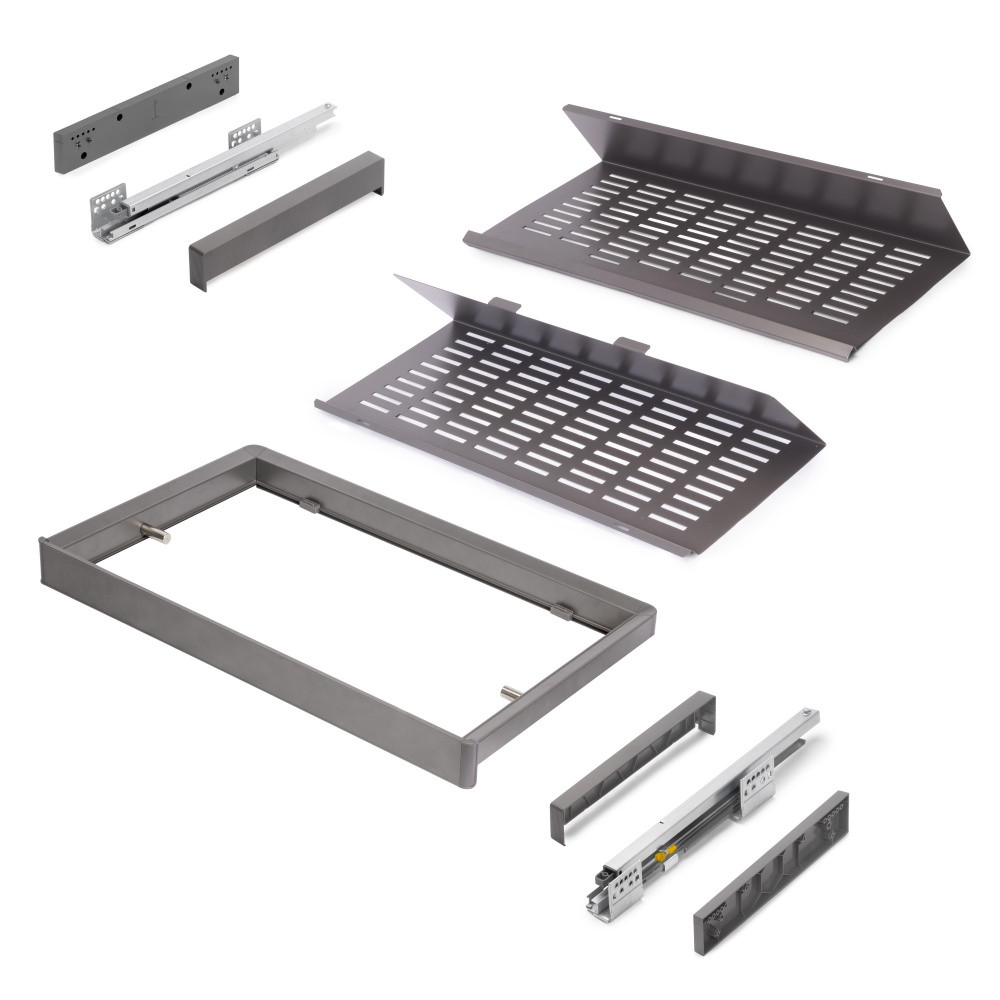 Kit de range-chaussures extractible pour armoires Quartz - réglable - module 700mm - Acier - aluminium et plastique - Titan