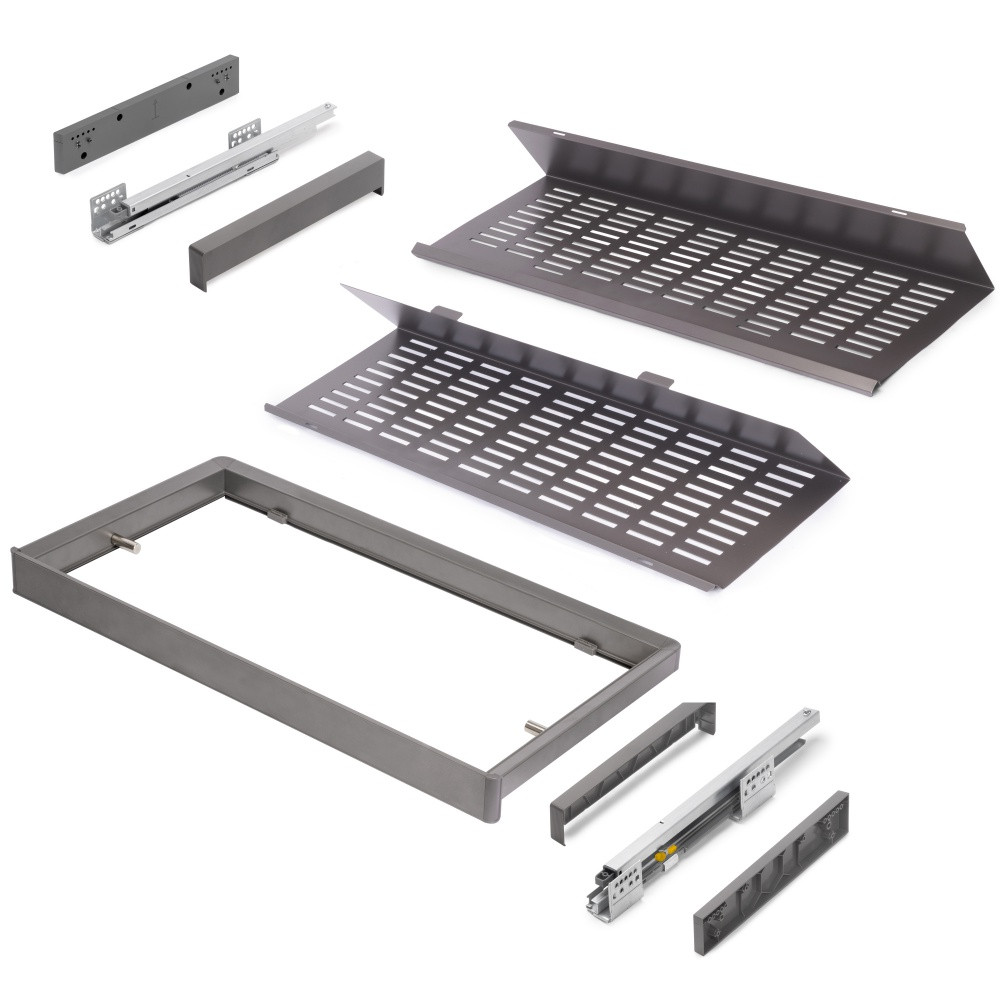 Kit de range-chaussures extractible pour armoires Quartz - réglable - module 900mm - Acier - aluminium et plastique - Titan