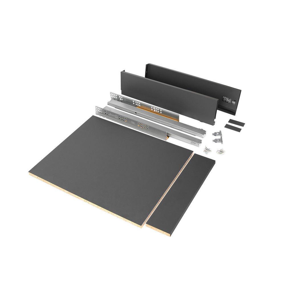Kit de tiroir pour cuisine et salle de bain Vertex - panneaux inclus, H 93 x M 450, Gris