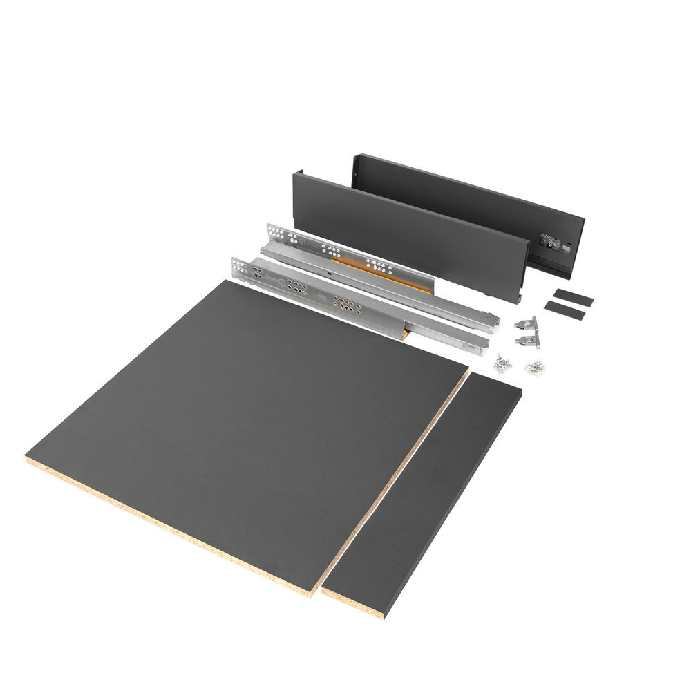 Kit de tiroir pour cuisine et salle de bain Vertex - panneaux inclus, H 93 x M 600, Gris