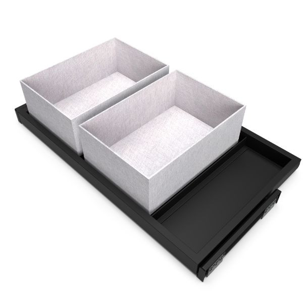 Kit de tray- 2 paniers d'organisation cadre de roulement soft close pour armoires- module 800mm- Noir texturé