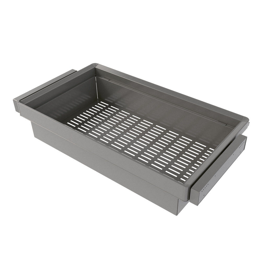 Kit panier métallique et rack ajustable Quartz pour armoires - glissières extension totale et à fermeture douce - Module 90cm