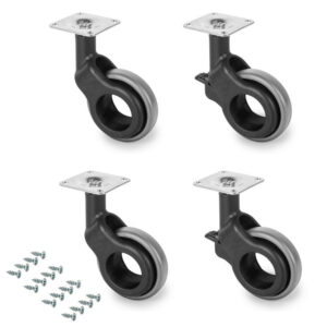 Kit roulettes Hole 2 avec platine de montage, Ø 50 mm, Plastique gris