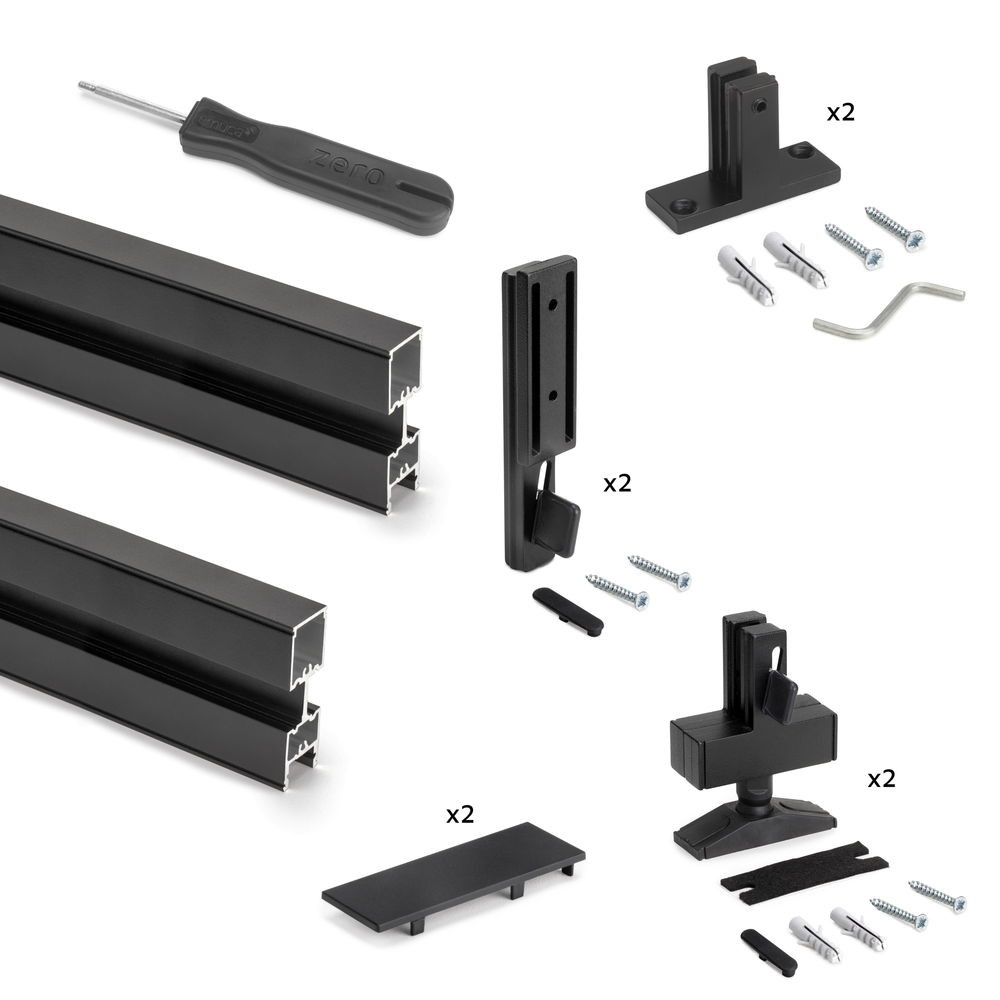 Kit structure modulaire Zero pour ferrures et profils, montage sol et mur, double