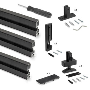 Kit structure modulaire Zero pour ferrures et profils, montage sol et mur, triple, noir