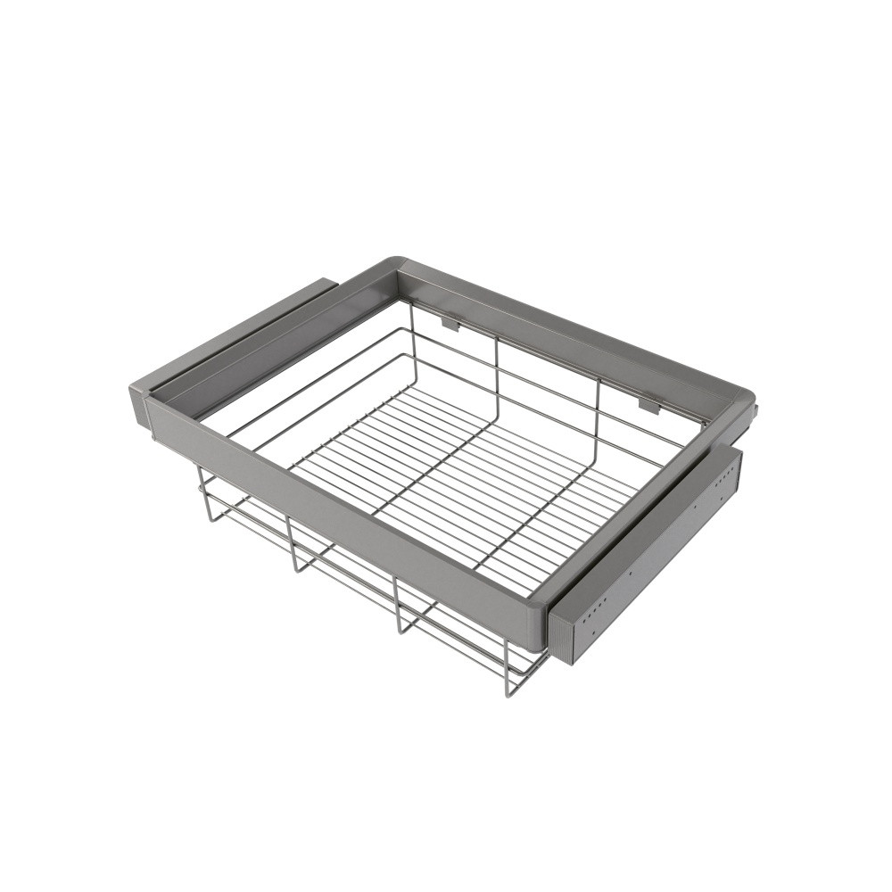 Kit tiroir en fil métallique et rack ajustable Quartz pour armoires - glissières extension totale et à fermeture douce - Modul