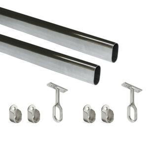 Kit tube de penderie 30x15 mm acier, L 1150 mm, Chromé