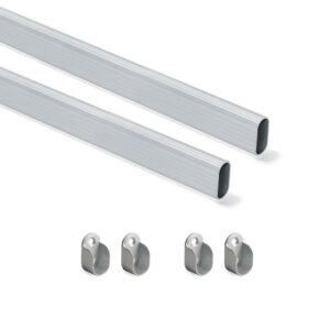 Kit tube de penderie 30x15 mm aluminium, L 750 mm, Anodisé mat