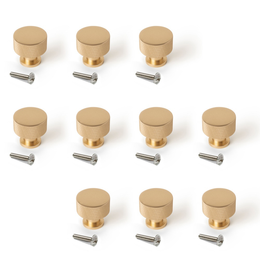 Lot de 10 boutons pour meubles Argos - diamètre 30mm - Aluminium - Or