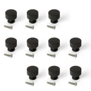 Lot de 10 boutons pour meubles Argos - diamètre 30mm - Aluminium - Peint en noir