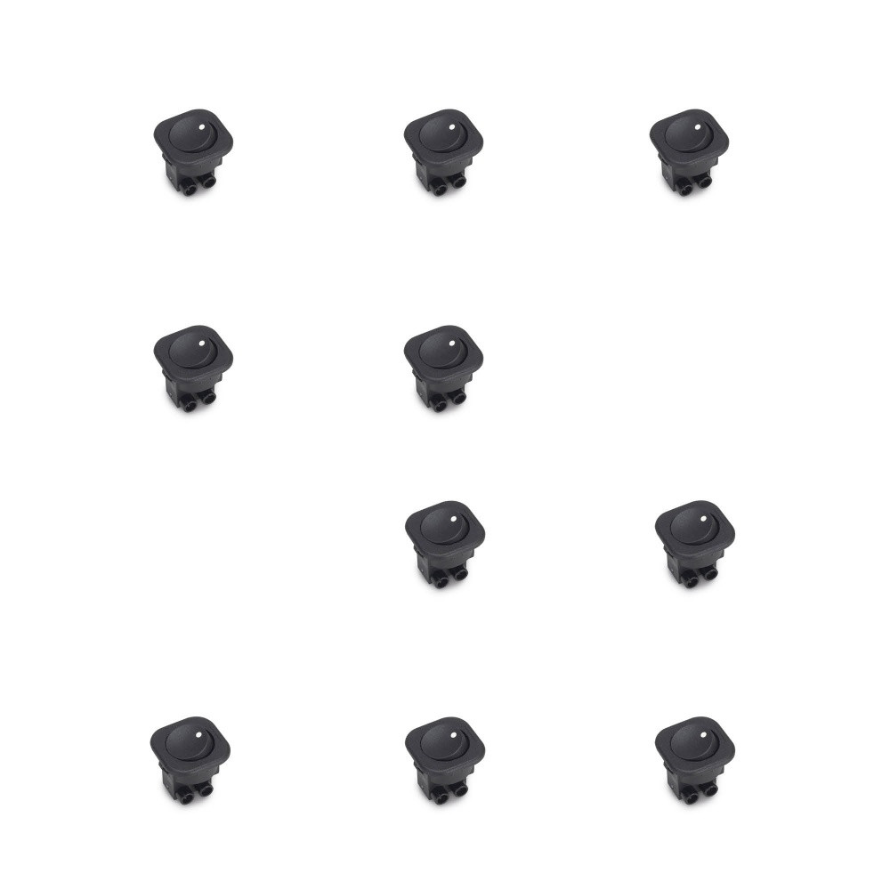 Lot de 10 interrupteurs à encastrer D21x21 - Plastique - Noir