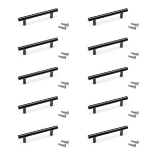 Lot de 10 poignées pour meubles Orlando - L136mm - entraxe 96mm - Acier - Peint en noir