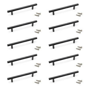 Lot de 10 poignées pour meubles Orlando -  L188mm -  entraxe 128mm -  Acier -  Peint en noir
