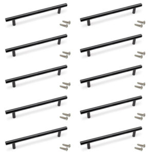 Lot de 10 poignées pour meubles Orlando - L210mm - entraxe 160mm - Acier - Peint en noir