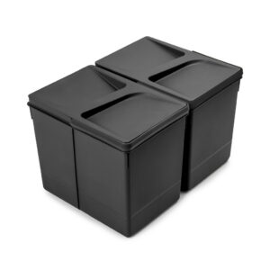 Lot de 2 bacs de tri Emuca Recycle pour tiroir de cuisine - 2 x 15 L noir