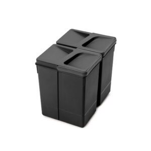 Lot de 2 bacs de tri Emuca Recycle pour tiroir de cuisine - 2 x 7 L noir