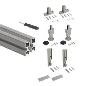 Lot de 2 cadres Zero avec quincaillerie et profilés pour montage au sol et au mur avec vérin circulaire -  Aluminium et Zamak -