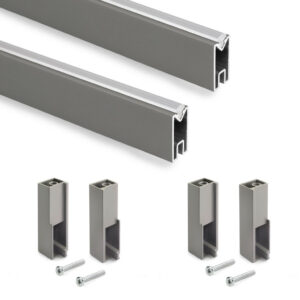 Lot de 2 rails de penderie Luxe 750 mm - titane avec supports