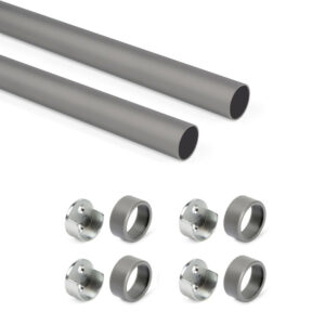 Lot de 2 rails ronds pour armoires D.28mm longueur 0.75m avec supports -  Aluminium et Zamak -  Titane