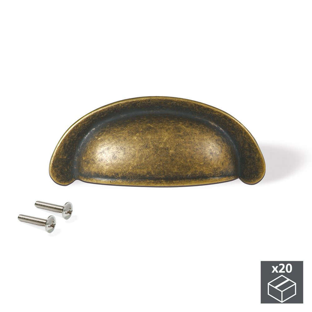 Lot de 20 poignées Marrakech en zamak finition bronze avec entraxe 64 mm