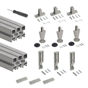 Lot de 3 cadres Zero avec quincaillerie et profilés pour montage au sol et au mur avec vérin circulaire -  Aluminium et Zamak -