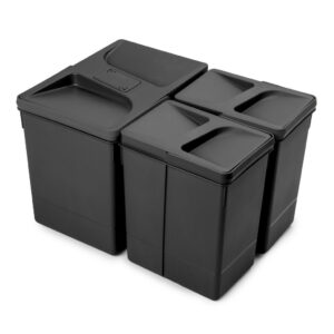 Lot de 3 poubelles de tri Emuca Recycle pour tiroir de cuisine - 1 x 15 L et 2 x 7 L noir