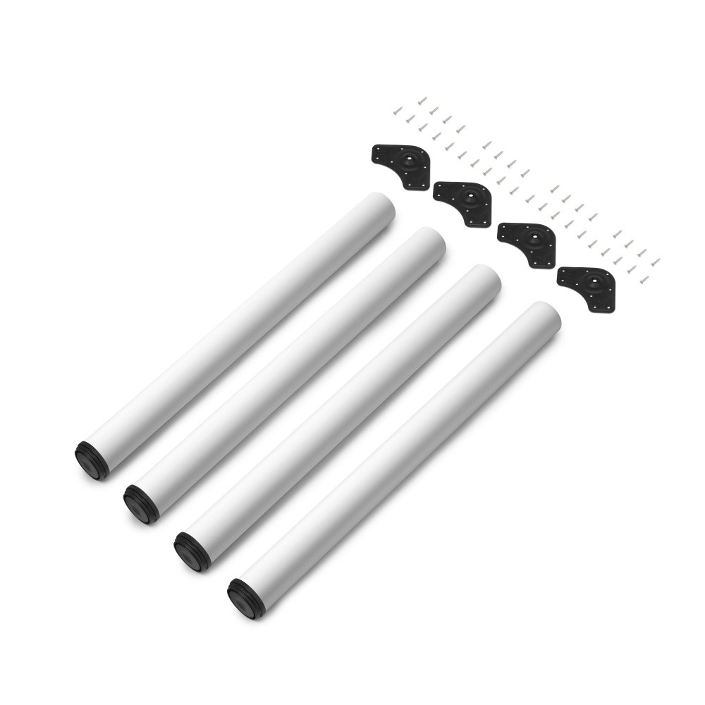 Lot de 4 pieds de table - diamètre 60mm - H 830mm - Acier - Peint en blanc