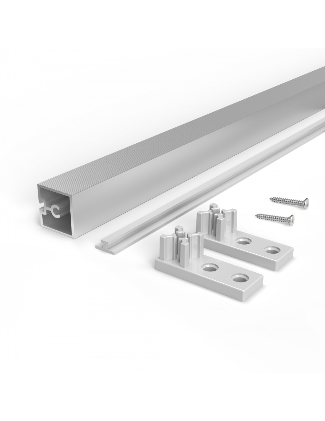 Lot de 4 traverses de meubles de cuisine Albeam- accessoires à visser- Aluminium et Plastique- Anodisé mat