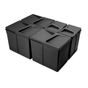 Lot de 5 bacs de tri Emuca Recycle pour tiroir de cuisine - 3 x 15 L et 2 x 7 L noir