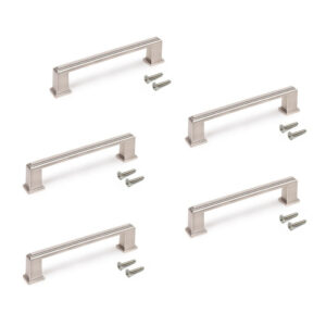 Lot de 5 poignées de meuble Tanger 147,5 mm - entraxe 128 mm nickel satiné