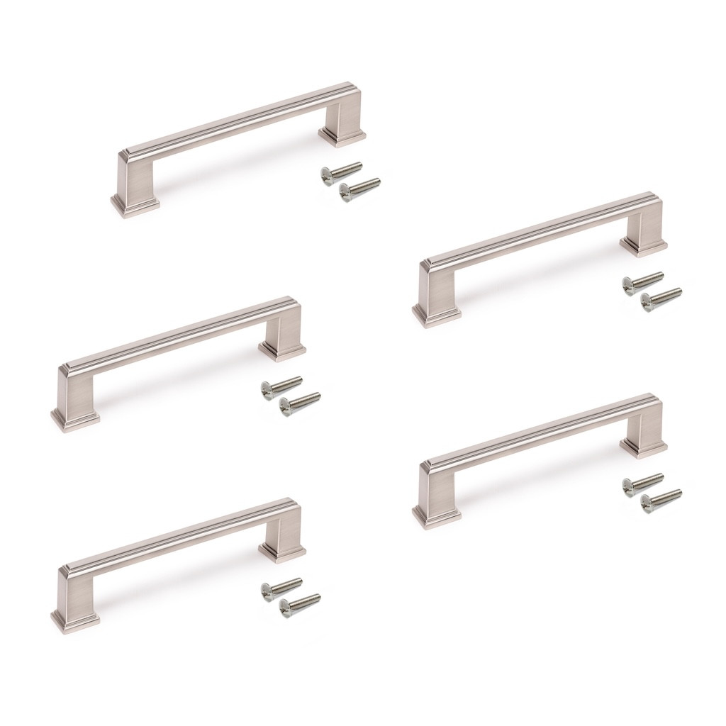 Lot de 5 poignées de meuble Tanger 147,5 mm - entraxe 128 mm nickel satiné