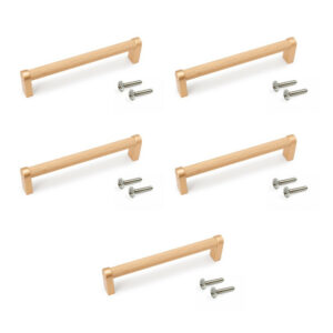 Lot de 5 poignées pour meubles Bergen - L141mm - entraxe 128mm - Aluminium - peint en or