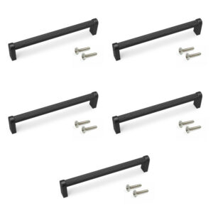 Lot de 5 poignées pour meubles Bergen - L173mm - entraxe 160mm - Aluminium - Peint en noir