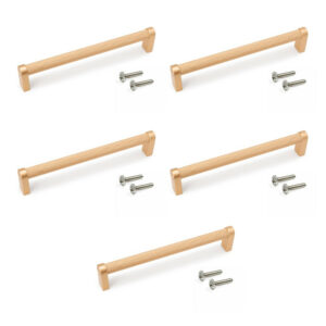 Lot de 5 poignées pour meubles Bergen - L173mm - entraxe 160mm - Aluminium - peint en or