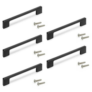 Lot de 5 poignées pour meubles Montréal - L160mm - entraxe 128mm - Zamak - Peint en noir