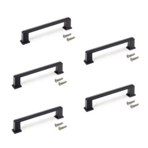 Lot de 5 poignées pour meubles Tanger - L147.5mm - entraxe 128mm - Zamak - Peint en noir