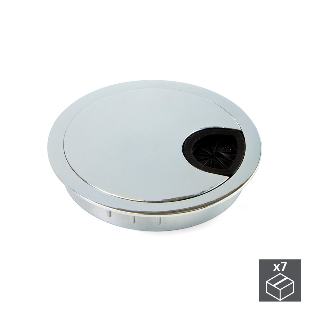 Lot de 7 passe-câbles Circum D. 80 mm à encastrer en zamak finition chromé
