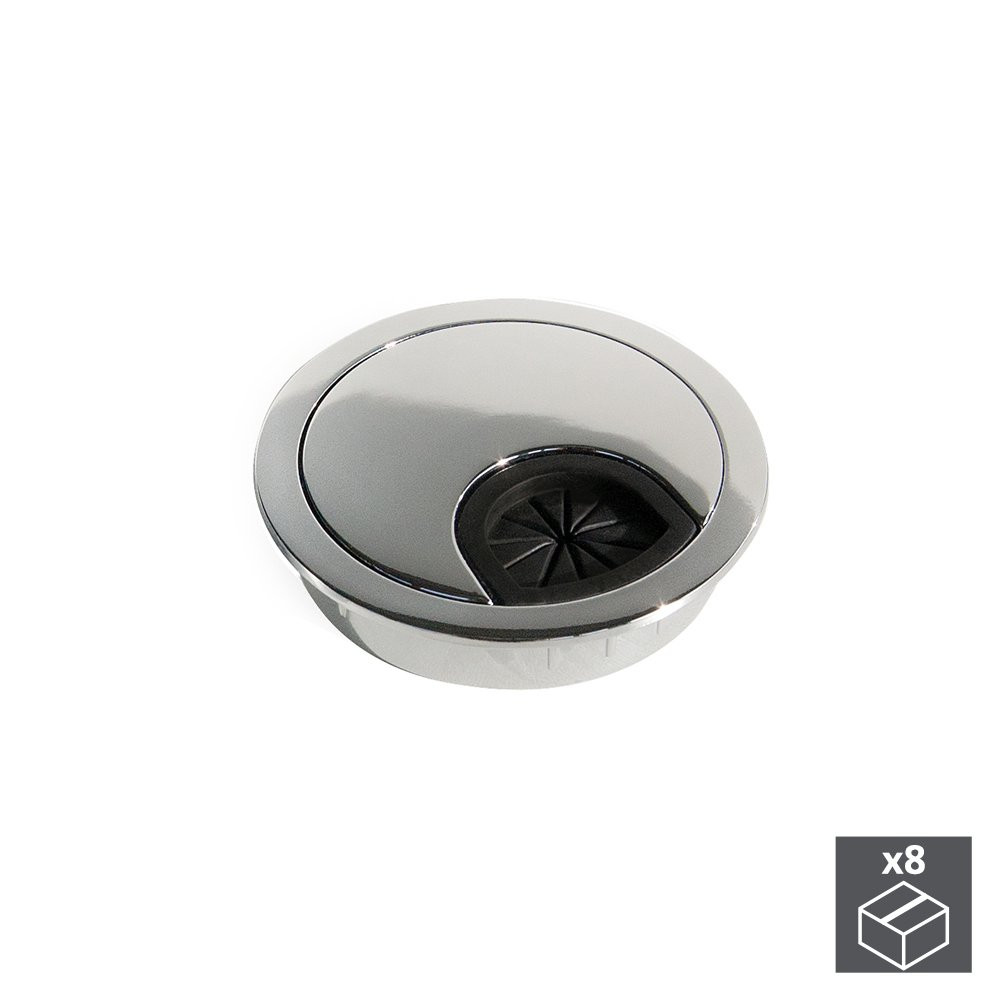 Lot de 8 passe-câbles Circum D. 60 mm à encastrer en zamak finition chromé