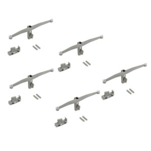 Lot de consoles pour 5 tablettes en verre pour la structure Zero - verre non inclus - Zamak - Peint gris pierre